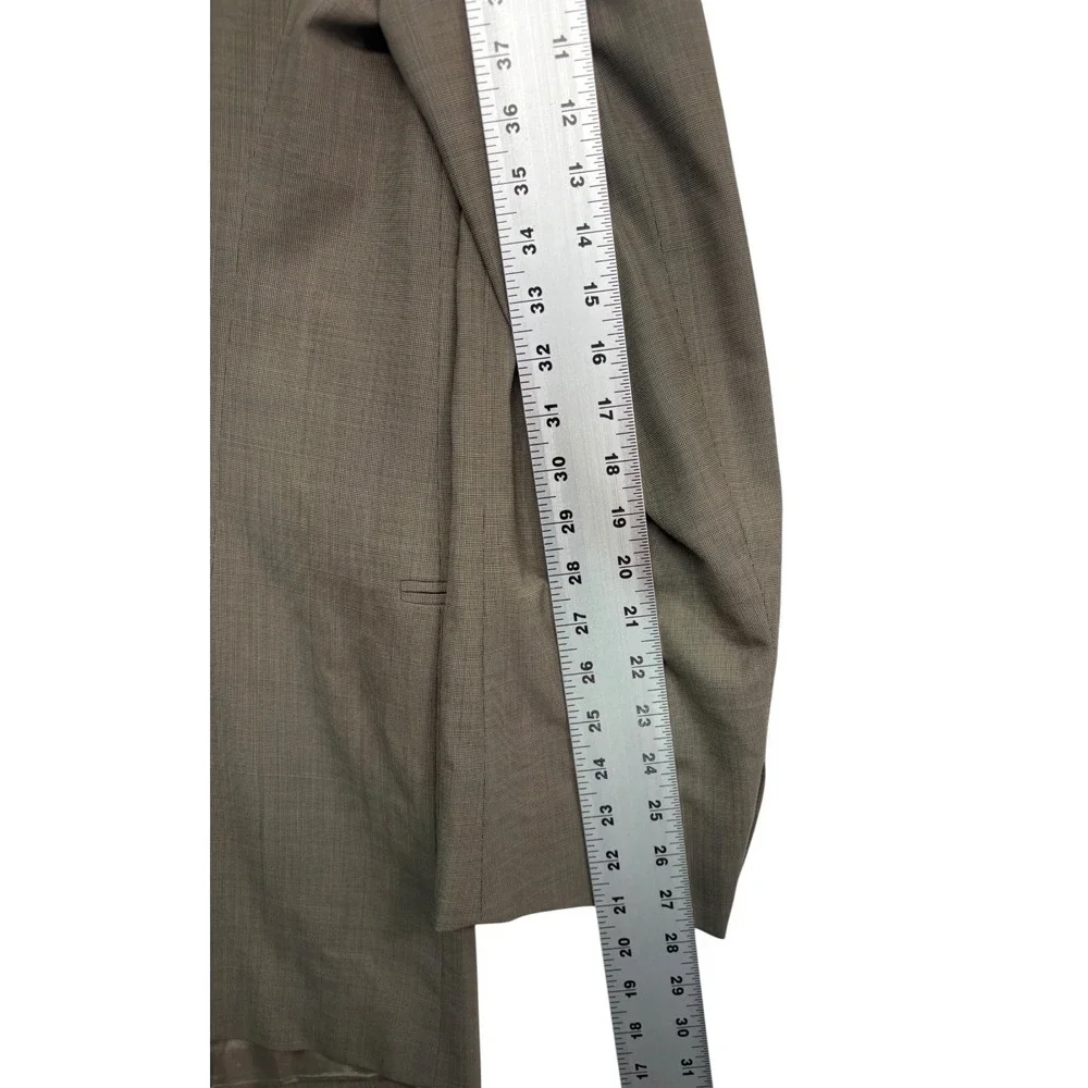 vtg 90s Donna Karan 48L 42x32 Taupe 2pc Pant Suit Italy Made Wool Pleated Cuff